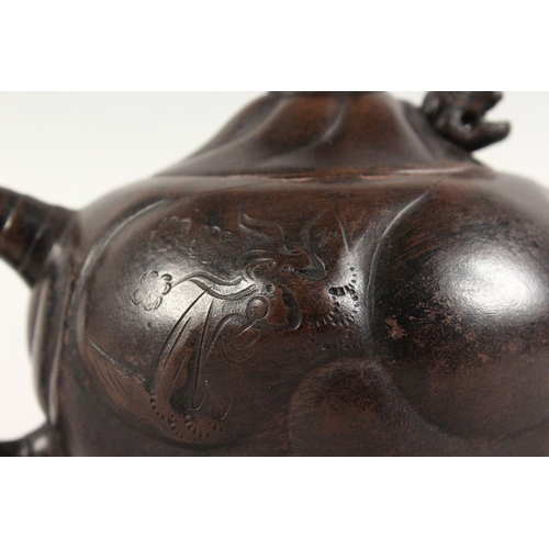 325 - A GOOD CHINESE YIXING CLAY DRAGON TEAPOT, the body of the pot with moulded dragon decoration, the fi... 