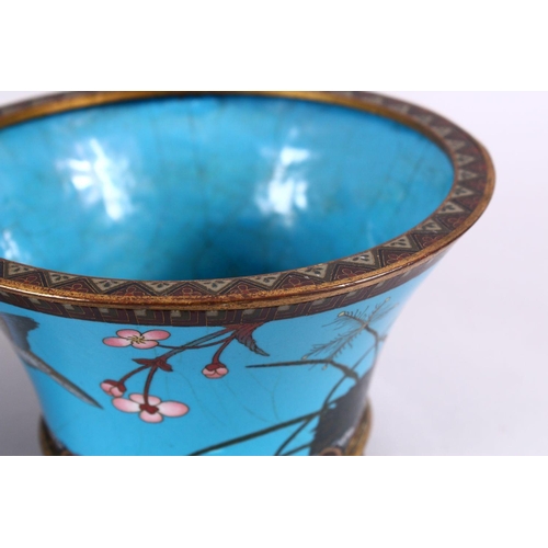 39 - A PAIR OF JAPANESE MEIJI PERIOD CLOISONNE JARDINIERE'S, each with turquoise enamel ground with gilt ... 