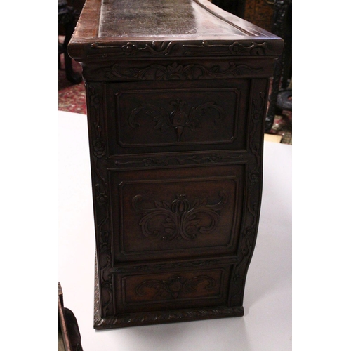 397 - A GOOD 19TH CENTURY CHINESE CARVED HARDWOOD / HONGMU CABINET ON STAND, the cabinet with an opening d... 