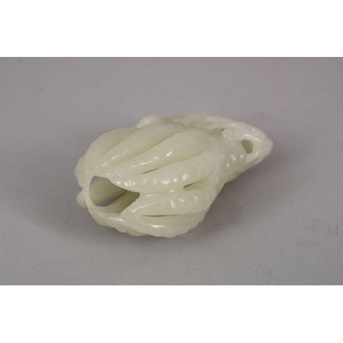 444 - A GOOD CHINESE CARVED WHITE JADE FINGER CITRON, 8cm.