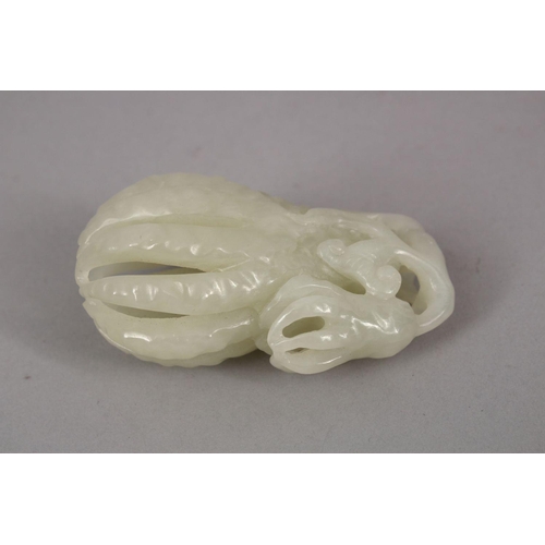 444 - A GOOD CHINESE CARVED WHITE JADE FINGER CITRON, 8cm.