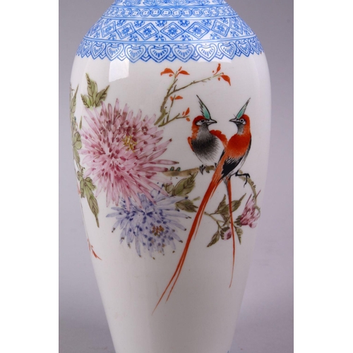 492 - A CHINESE REPUBLIC STYLE FAMILLE ROSE EGGSHELL PORCELAIN VASE, decorated with birds amongst flora an... 