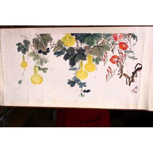 524 - A SMALL 20TH CENTURY CHINESE SCROLL PAINTING of a cockatoo on a swing, signed and with red seal, ima... 