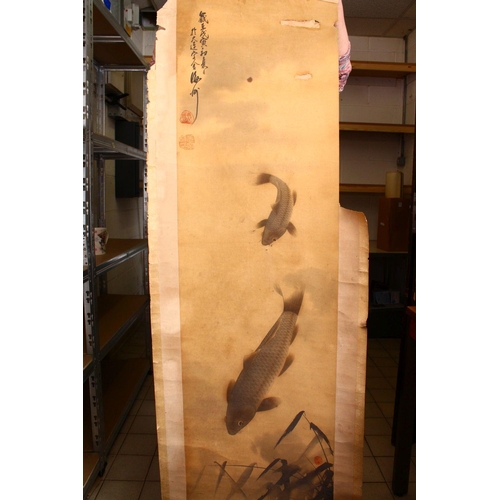 535 - A QUANTITY OF ASSORTED SCROLL PAINTINGS, various sizes.