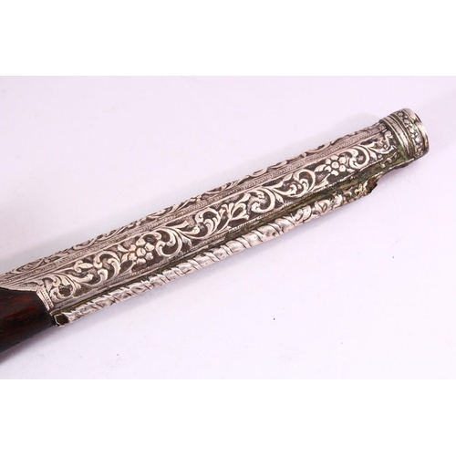 606 - AN 18TH CENTURY ANGLO PERSIAN FLINTLOCK PISTOL, barrel with later overlaid chased silver decoration,... 