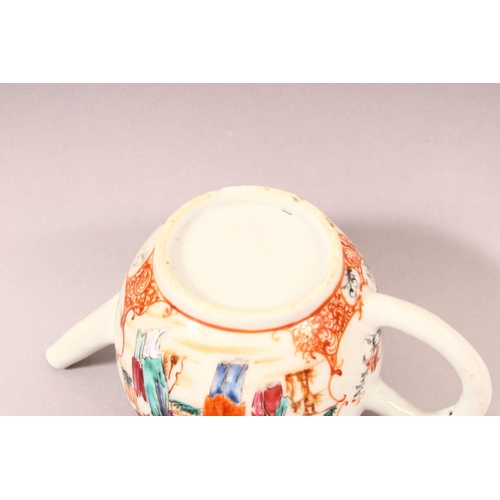 64 - A SMALL 19TH CENTURY CHINESE FAMILLE ROSE TEAPOT, painted with figures in a landscape (lid AF).