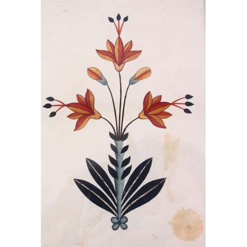 667 - A FINE SET OF FIVE 19TH CENTURY FRAMED INDIAN SCHOOL FLORAL ARCHITECTURAL PAINTINGS. PROBABLY AGRA, ... 