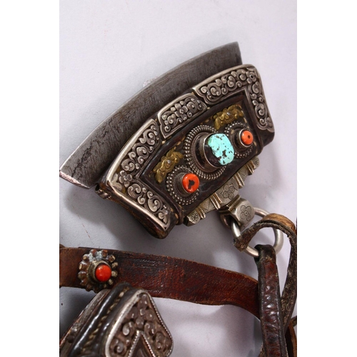 693 - FIVE 19TH CENTURY LEATHER BETEL NUT POUCHES with ornate embossed and applied decoration.