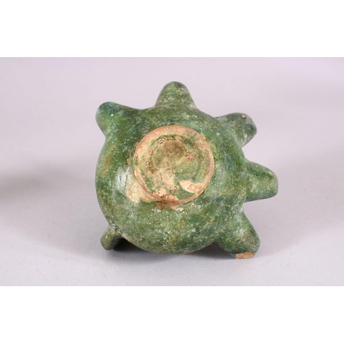 712 - A UNUSUAL EARLY ISLAMIC POTTERY OIL LAMP ON STAND, 46cm high.