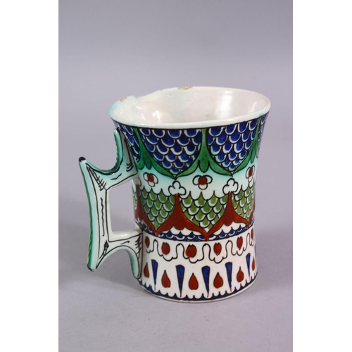 721 - A 19TH CENTURY IZNIK STYLE CANTAGALLI JUG, with floral panel motif, 10cm.