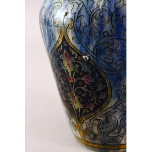 730 - A FINE IZNIC ISLAMIC GLAZED STYLE SIGNED AND DATED POTTERY VASE, signed and dated 1915 underside, 16... 