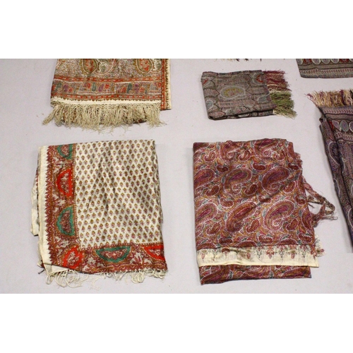 757 - FIVE INDIAN PAISLEY SHAWLS, various sizes.