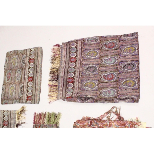 757 - FIVE INDIAN PAISLEY SHAWLS, various sizes.