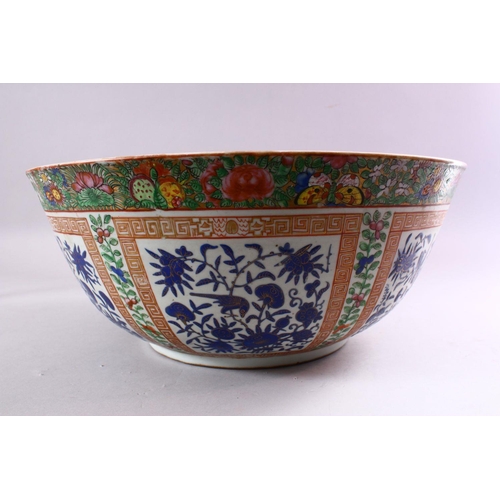 819 - A GOOD LARGE 19TH CENTURY CHINESE FAMILLE ROSE BOWL FOR THE ISLAMIC MARKET, decorated to the exterio... 