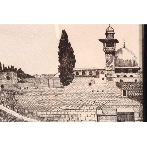 820 - A 20TH CENTURY PRINT DEPICTING THE WAILING WALL, framed and glazed, image 22cm x 48cm.