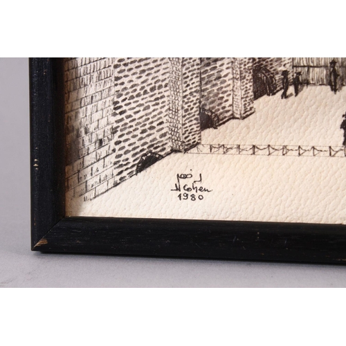 820 - A 20TH CENTURY PRINT DEPICTING THE WAILING WALL, framed and glazed, image 22cm x 48cm.