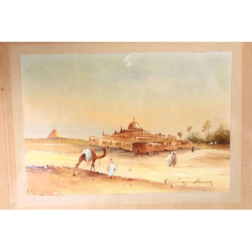 828 - A COLLECTION OF THREE ORIENTALIST FRAMED PAINTINGS