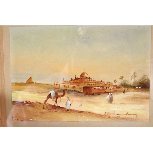 828 - A COLLECTION OF THREE ORIENTALIST FRAMED PAINTINGS