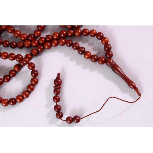 876 - A 19TH  CENTURY SUFI TESBIH KUKA / BEAD NECKLACE, average bead 6mm diameter.