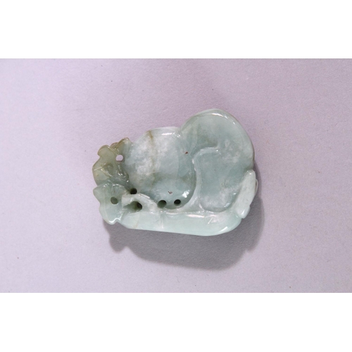 16 - A CHINESE CARVED AND PIERCED JADE / JADITE AMULET of a guord, 5cm x 4cm.