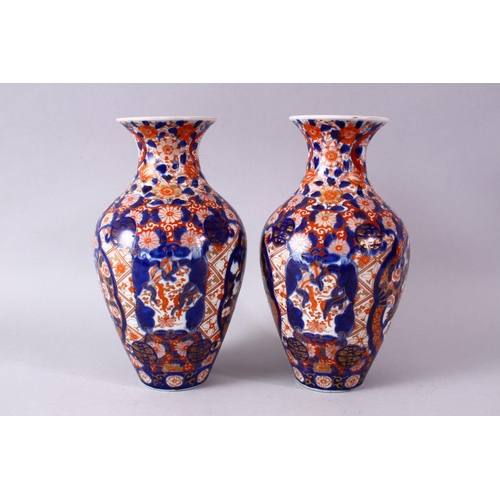 2 - A PAIR OF MEIJI PERIOD IMARI VASES, 26cm high.