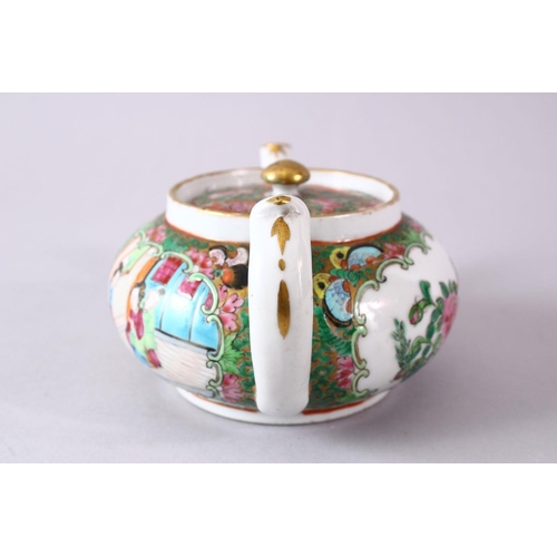 278 - A 19TH CENTURY CHINESE CANTON FAMILLE ROSE PORCELAIN TEAPOT AND COVER, decorated with birds, fruit, ... 