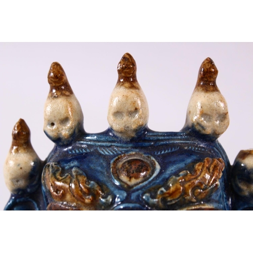 327 - A JAPANESE MEIJI PERIOD HIRADO POTTERY MASK OF A DEMON / DEVIL, possibly hirado, the mask of the dev... 