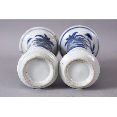 70 - A PAIR OF 19TH CENTURY OR LATER CHINESE BLUE & WHITE PORCELAIN GU VASES, The body of the vases decor... 