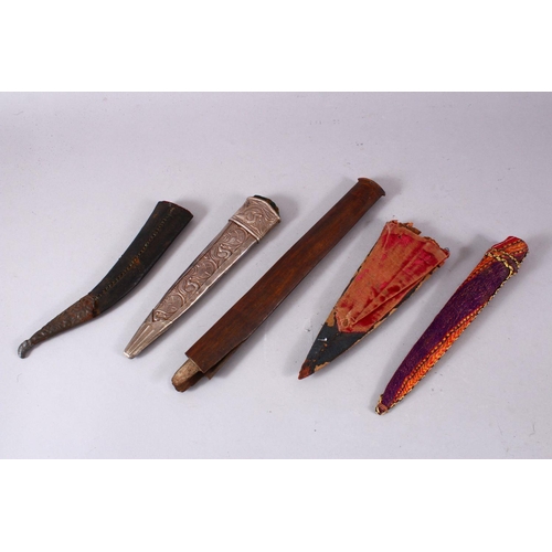 767 - A MIXED LOT OF 5 INDIAN DAGGER SHEATHS, mixes style and sizes, (5)