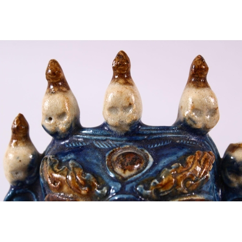 116 - A JAPANESE MEIJI PERIOD HIRADO POTTERY MASK OF A DEMON / DEVIL, possibly hirado, the mask of the dev... 