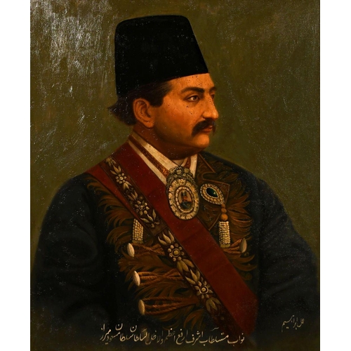 769 - IBRAHIM ISFAHANI, CIRCA 1890, PERSIAN, A PORTRAIT OF MASSOUD MIRZA ZELL-E SOLTAN (1850-1918), Qajar ... 
