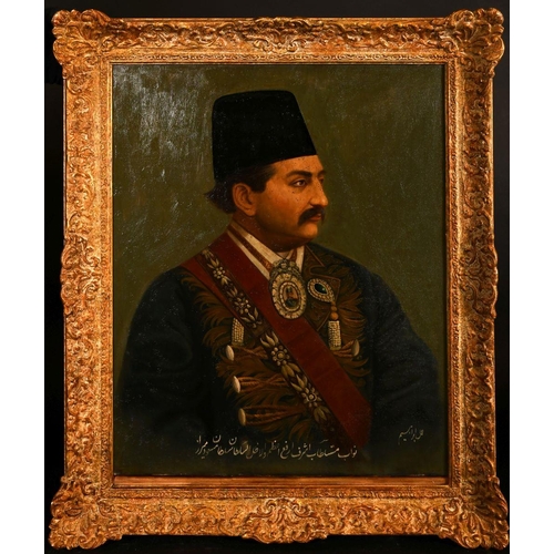 769 - IBRAHIM ISFAHANI, CIRCA 1890, PERSIAN, A PORTRAIT OF MASSOUD MIRZA ZELL-E SOLTAN (1850-1918), Qajar ... 