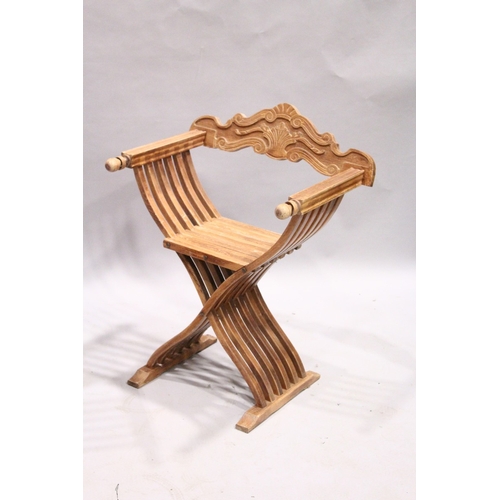 40 - A PAIR OF FOLDING CROSS FRAME SEAT.