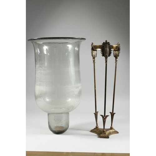 49 - A GLASS VASE ON ORMOLU STAND , 32