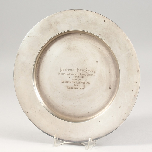 1102 - A CARTIER STERLING CIRCULAR SALVER, NATIONAL HORSE SHOW, INTERNATIONAL IN 1950 won by Lt. Col. H.M. ... 