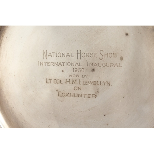 1102 - A CARTIER STERLING CIRCULAR SALVER, NATIONAL HORSE SHOW, INTERNATIONAL IN 1950 won by Lt. Col. H.M. ... 