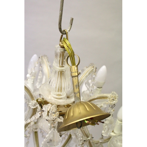 129 - A GOOD ITALIAN GLASS TWO TIER LIGHT CHANDELIER, fifteen lights with prism drops. 2 ft. 3 ins. wide, ... 