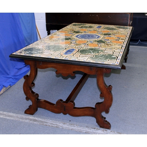 156 - AN IMPRESSIVE 19TH/20TH CENTURY ITALIAN SPECIMEN MARBLE-TOPPED TABLE, inset with coloured stone. 7' ... 