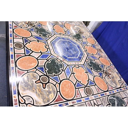 156 - AN IMPRESSIVE 19TH/20TH CENTURY ITALIAN SPECIMEN MARBLE-TOPPED TABLE, inset with coloured stone. 7' ... 