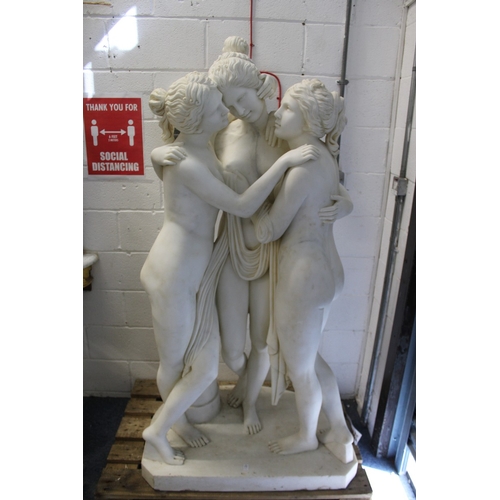 175 - AFTER ANTONIO CANOVA ( 1757 - 1822) A SUPERB ITALIAN CARVED WHITE MARBLE GROUP OF THE THREE GRACES d... 