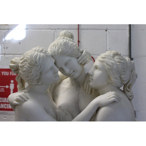 175 - AFTER ANTONIO CANOVA ( 1757 - 1822) A SUPERB ITALIAN CARVED WHITE MARBLE GROUP OF THE THREE GRACES d... 