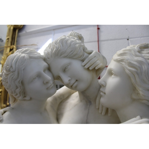 175 - AFTER ANTONIO CANOVA ( 1757 - 1822) A SUPERB ITALIAN CARVED WHITE MARBLE GROUP OF THE THREE GRACES d... 