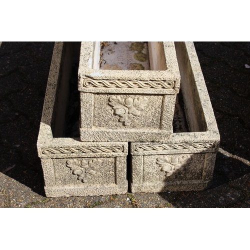 191 - A SET OF THREE RECTANGULAR GARDEN POTS 2 ft long