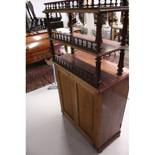 206 - A 19th Century French Cartonniere, the top with two shelves over a base with five rows of leather fr... 