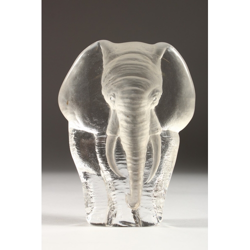 238 - A SWEDISH GLASS ELEPHANT No. 3139, signed 5.5 ins high