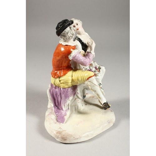 280 - AN 18TH CENTURY FURSTENBERG PORCELAIN GROUP OF YOUNG LOVERS. 6ins high.  One Arm Missing.