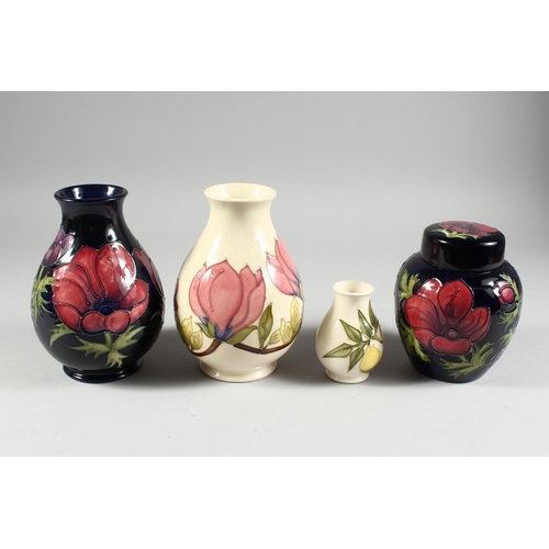 285 - FOUR PIECES OF MOORCROFT POTTERY