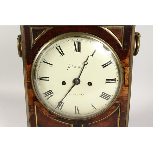 375 - A REGENCY ROSEWOOD BRACKET CLOCK by JOHN PYKE, LONDON, white circular dial, eight-day movement, stri... 