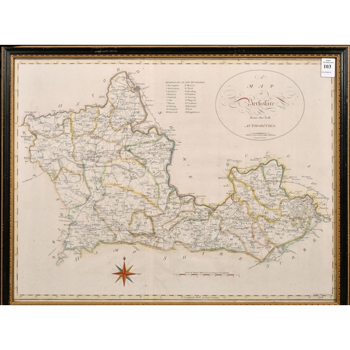 103 - J. Cary, Early hand coloured engraved map of Berkshire, 16