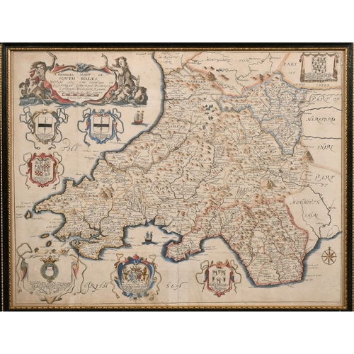 104 - 17th century 'A general map of South Wales', published for Richard Blome, hand coloured, 14